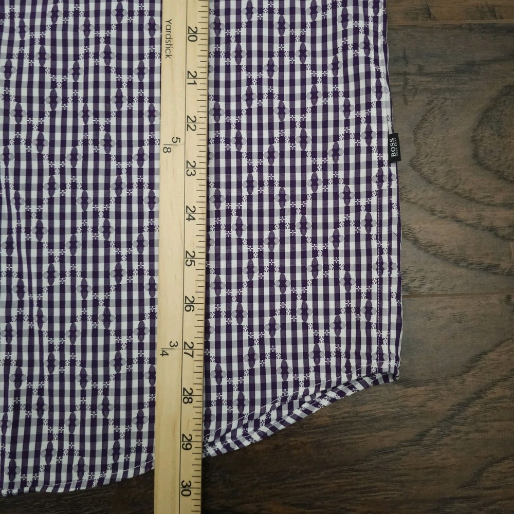 Hugo Boss Mens XL Purple Microcheck Textured Shirt  Preppycore Designer Business - Picture 5 of 10